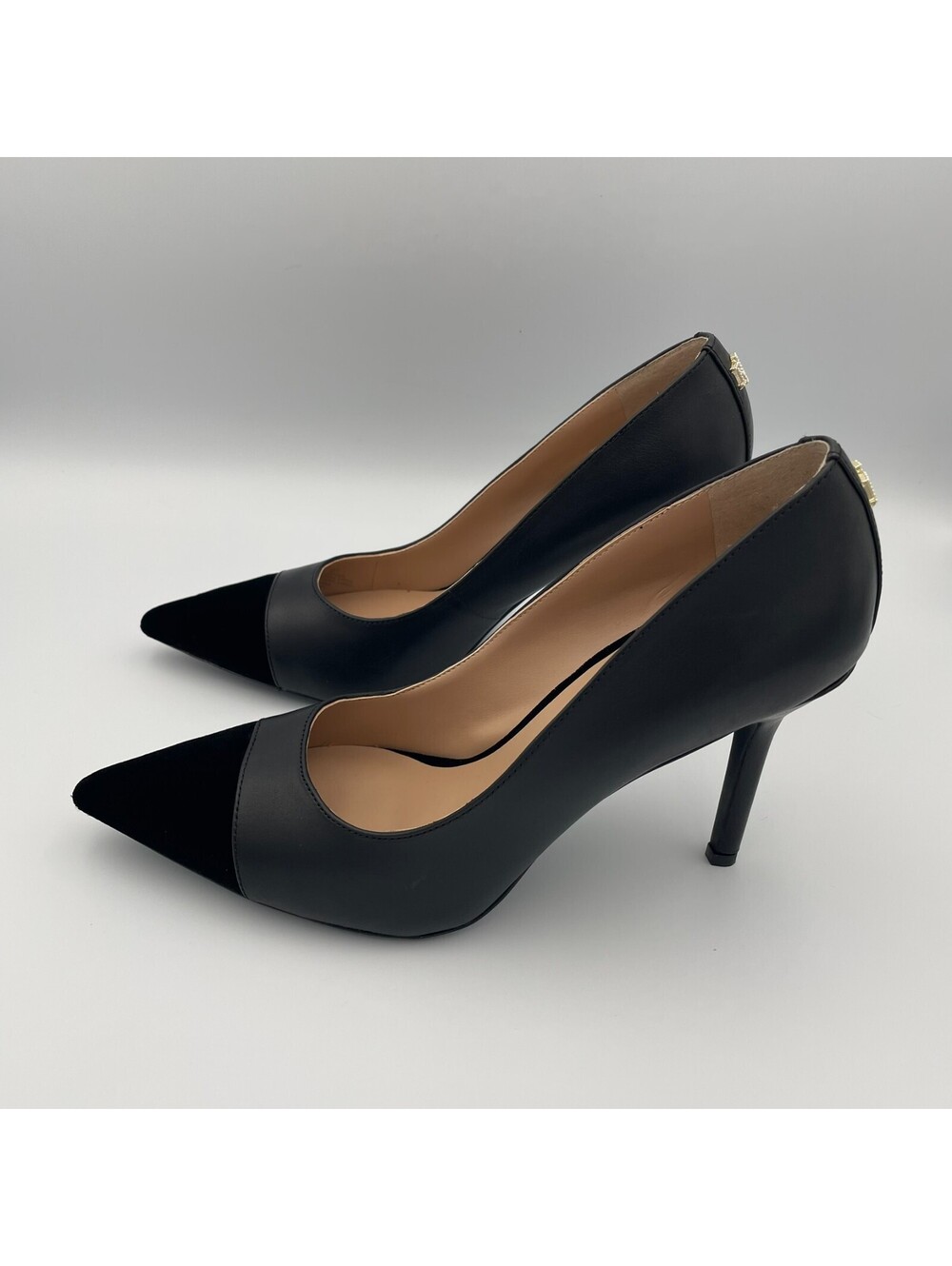 Lauren Ralph Lauren Pointed Toe Pumps Womens 8.5 Black Suede Tip 3.5in Heels - Picture 3 of 10